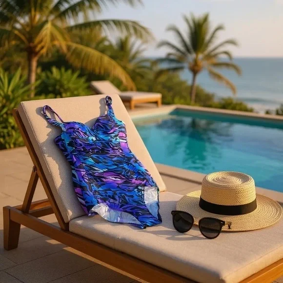 MIRACLESUIT Colorful Ruching Swim Suit Size 10 - Picture 9 of 9